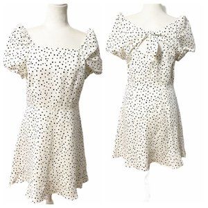 Loft Polka Dot Fit and Flare Tie Back Dress